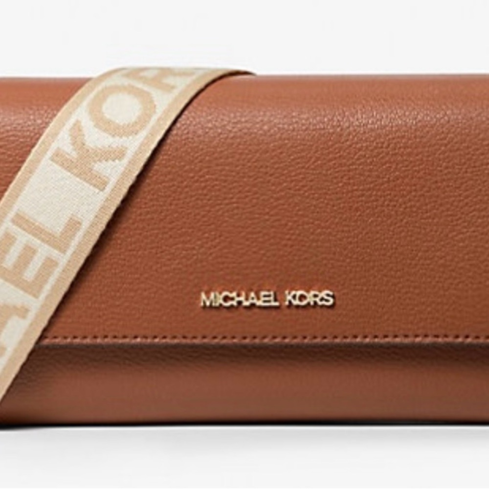 Michael Kors Jet Set Medium Leather Crossbody Bag-Brown